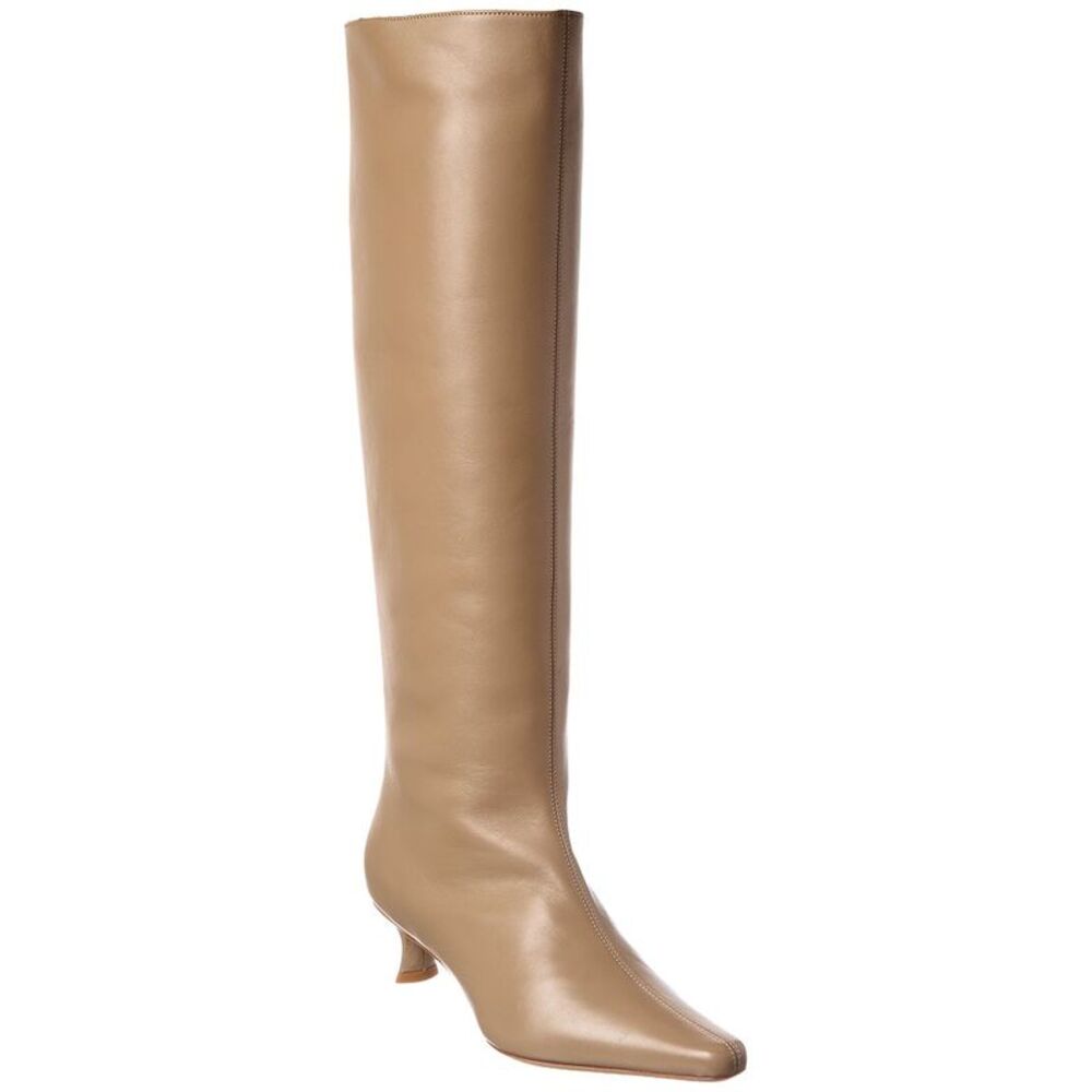 By Far Stevie Kitten Leather Knee-High Boot, Grey
